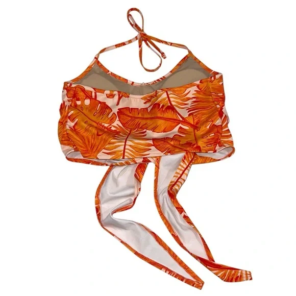 Kortni Jeane Orange Palm Print Tied-Up Top - Picture 4 of 10